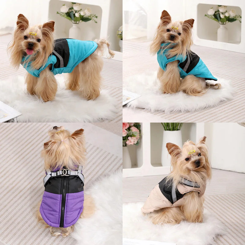 Cappotto per cani con imbracatura Vestiti caldi invernali di piccola taglia media - immagine 5