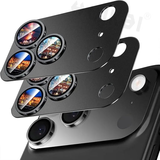 Confezione da 2 per iPhone 17 Pro Max 17 Pro 17 Protezione per obiettivo fotocamera ad aria Custodie per copriobiettivo temperato in lega infrangibile di grado militare - Campeda