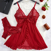 Abito intimo sexy estivo da donna in pizzo trasparente Camicia notte Indumenti Solido