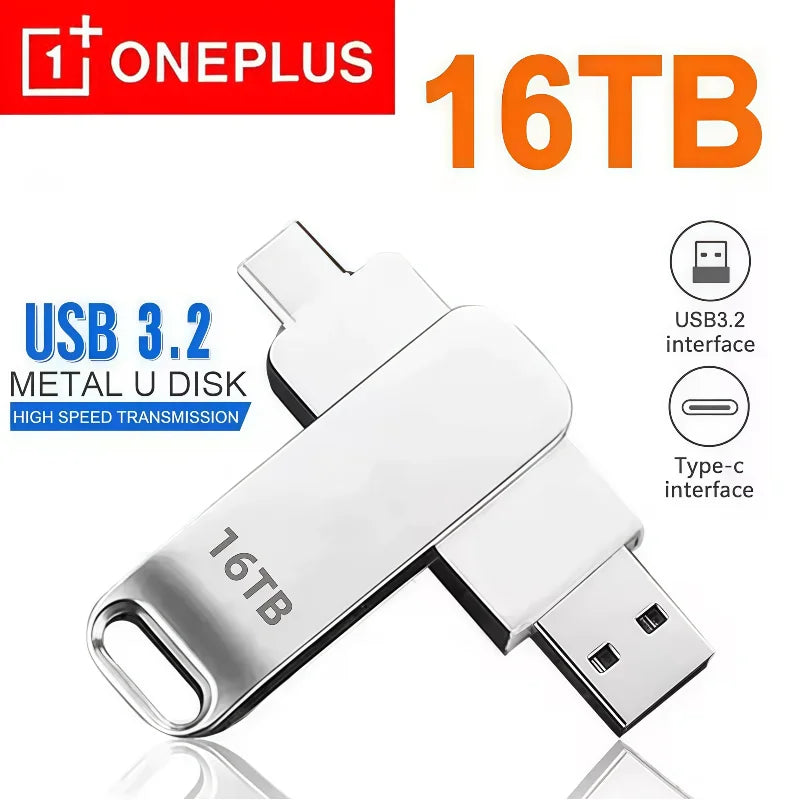 OnePlus 16TB USB 3.2 Trasferimento ad altissima velocità Chiavetta USB impermeabile in metallo 8TB 4TB 2TB Memoria portatile Chiavetta USB per cellulare