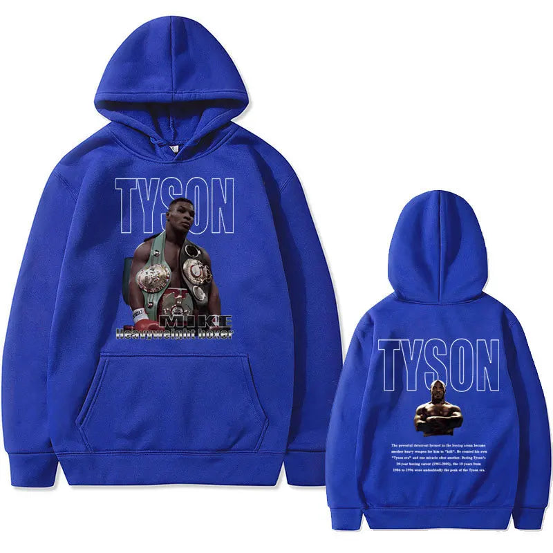 Boxing King Mike Tyson Felpa con cappuccio stampa fronte-retro Uomo e donna Cool - Blu S - immagine 19