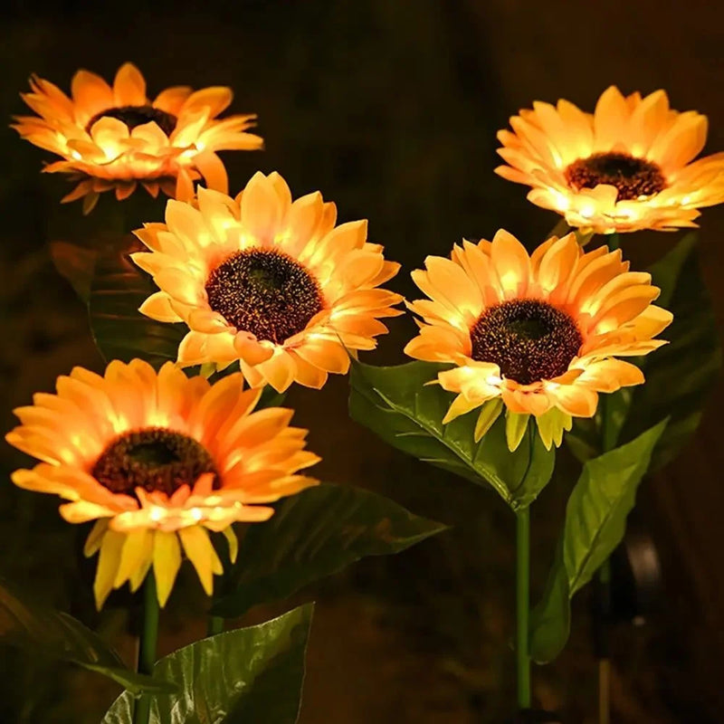 Lampada da giardino per esterni a LED solare girasole IP65 impermeabile percorso