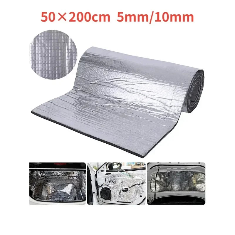 Tappetino Isolante Termico e Acustico Auto 200x50 cm Ignifugo – Pannello Insonorizzante in Alluminio, Antirumore e Anti Calore per Cofano, Porte e Interni - Campeda