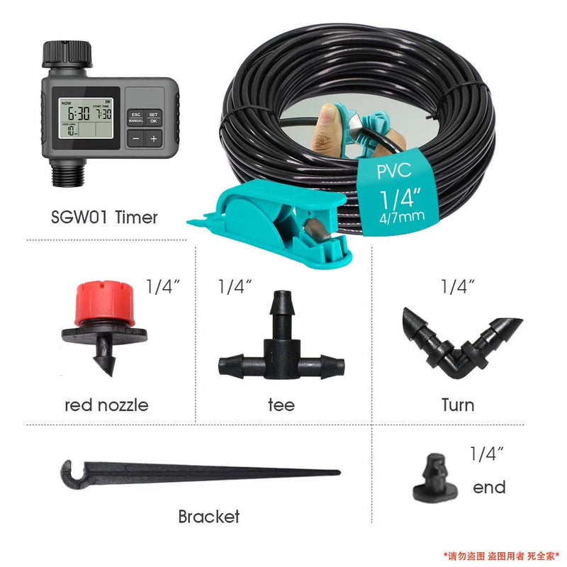 30-5m Pulsante LCD da giardino Timer Set di irrigazione 0-80L/H Ugello rotante regolabile Display intelligente Sistema di irrigazione automatica