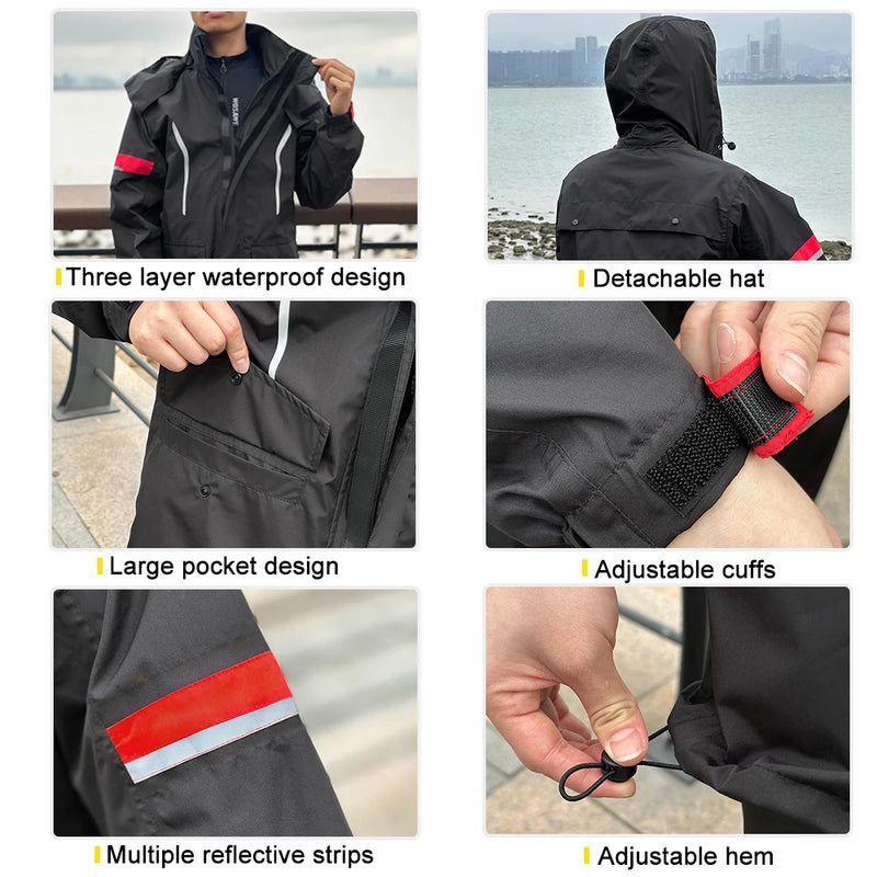 WOSAWE impermeabile da moto riflettente uomo tuta Motocross giacca antipioggia divisa - immagine 3