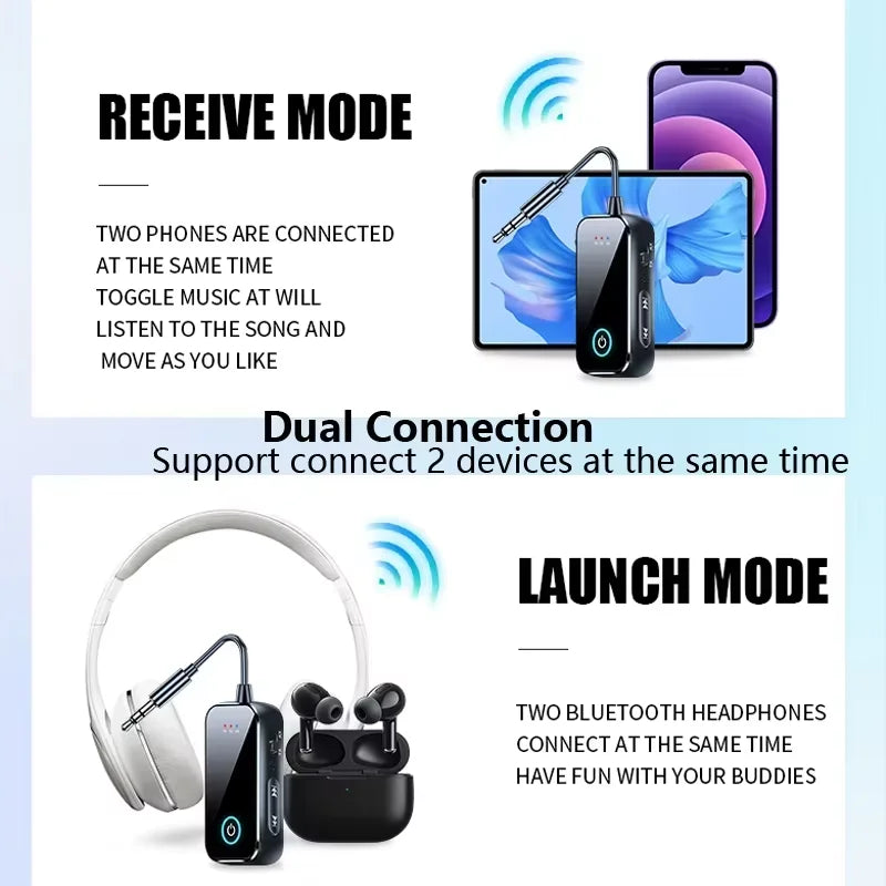 Ricevitore trasmettitore audio Bluetooth 6.0 AUX Adattatore wireless 2 IN 1 da 3 - immagine 6