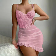 Set Intimo Trasparente con Reggiseno e Perizoma Lingerie da Donna - immagine 6