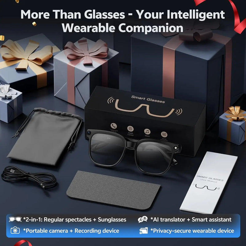 Occhiali Smart 4K 8MP da Uomo con Fotocamera HD Traduzione in oltre 150 - immagine 6