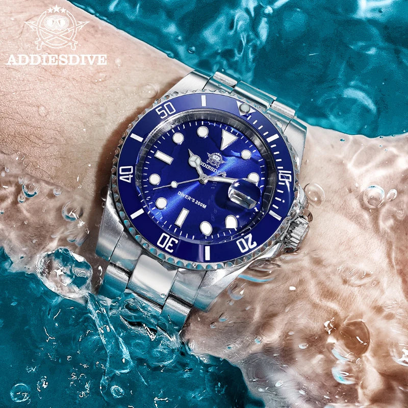 Orologio Uomo ADDIESDIVE Acciaio Inossidabile – Subacqueo 20 Bar, Quarzo Sportivo Elegante - Campeda