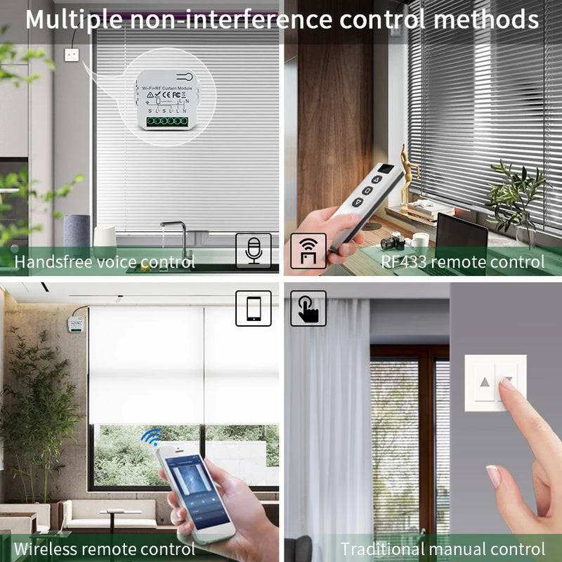 Tuya WiFi Smart Curtain Switch Tende a rullo Modulo otturatore 433 MHz RF Il telecomando funziona con Alexa Google Home Assistant