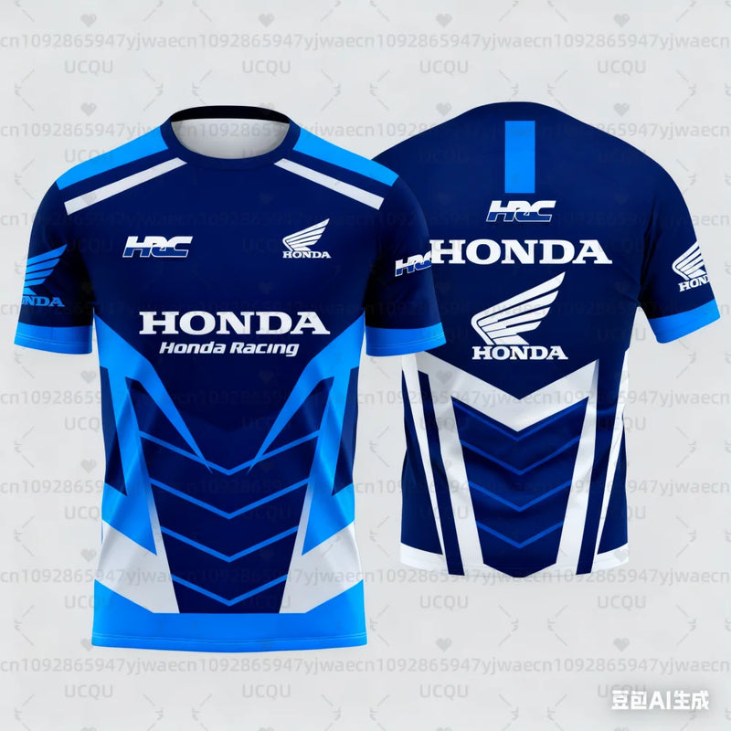 T-Shirt Moto HONDA Racing Quick Dry – Maglia Sportiva Traspirante con Stampa 3D, T-Shirt Tecnica Uomo/Unisex - Campeda