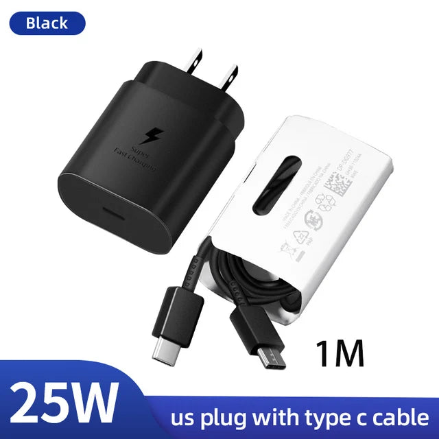Caricabatterie SAMSUNG PD 45W Ricarica Super Veloce Originale 25W Caricatore da Muro - Black 25W US set