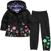 Primavera Autunno Abbigliamento per bambini Completo Giacca a vento Impermeabile - nero 90 - immagine 6