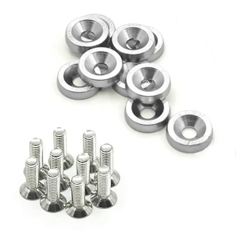 Kit Bulloni JDM M6x20 in Alluminio (10 Pezzi) – Rondelle Anodizzate Parafango, Viti Universali Auto per Cofano, Paraurti e Targa - Campeda