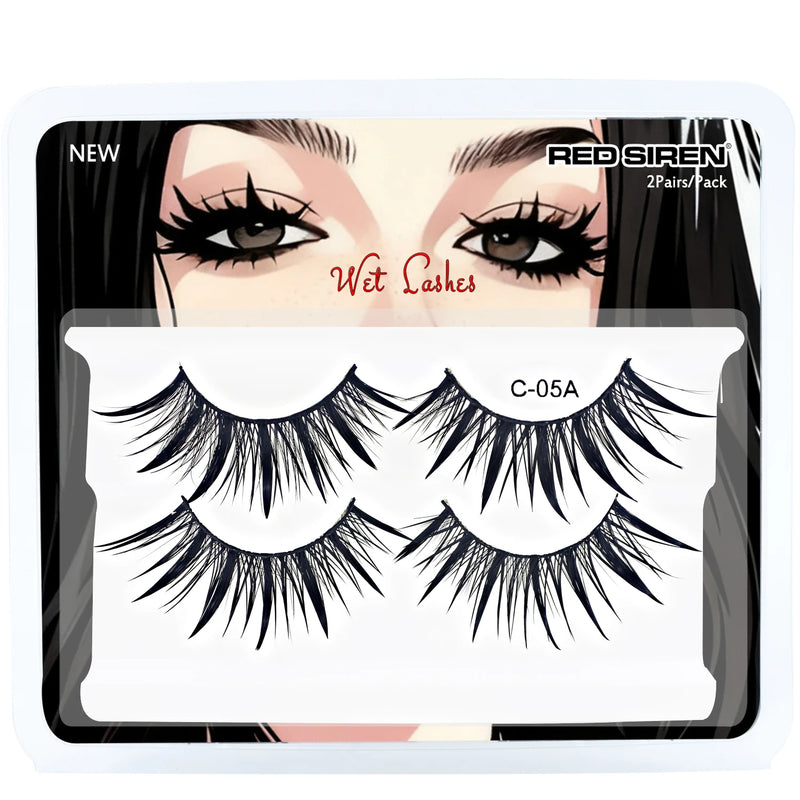 Ciglia finte cosplay 2 paia/pacco a strisce bagnate con punte Manga per trucco - immagine 13