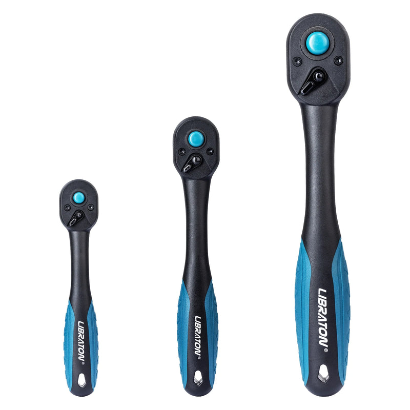 LIBRATON Chiave a cricchetto da 72 denti Maniglia a cricchetto a sgancio rapido reversibile 1/4 '' 3/8 '' 1/2 '' Drive Strumento di riparazione automatica Strumenti fai da te per la casa