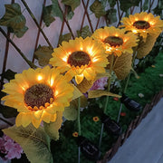 Lampada da giardino per esterni a LED solare girasole IP65 impermeabile percorso - immagine 4