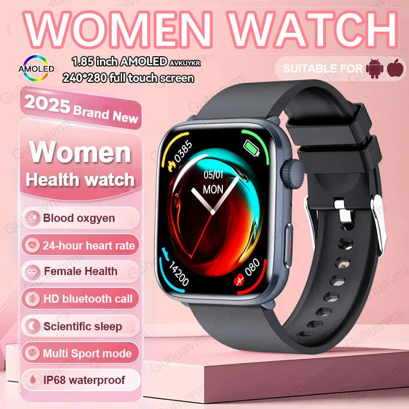 nuove donne uomini AI Smart diagnosi orologio HRV PPG pressione sanguigna - Black
