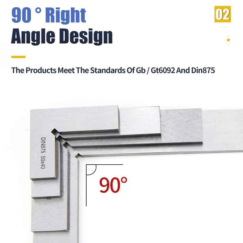 Righello quadrato con bordo piatto da 90 gradi Strumento di misurazione dell'angolo in metallo quadrato per carpenteria Strumenti per la lavorazione del legno quadrati multi carpenteria Prova quadrata