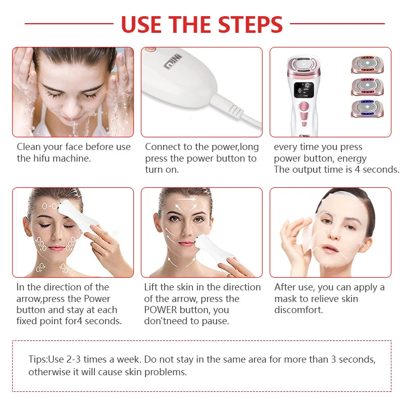 New Mini HIFU Radio Frequency Ultrasound Machine EMS Micro Current Facial Beauty Instrument Firming Skin Care Anti-Wrinkle Tool