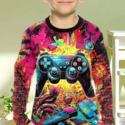 Abbigliamento per bambini Ragazzi Tshirt Manica lunga Cool Gamepad Modello Stampa - immagine 4