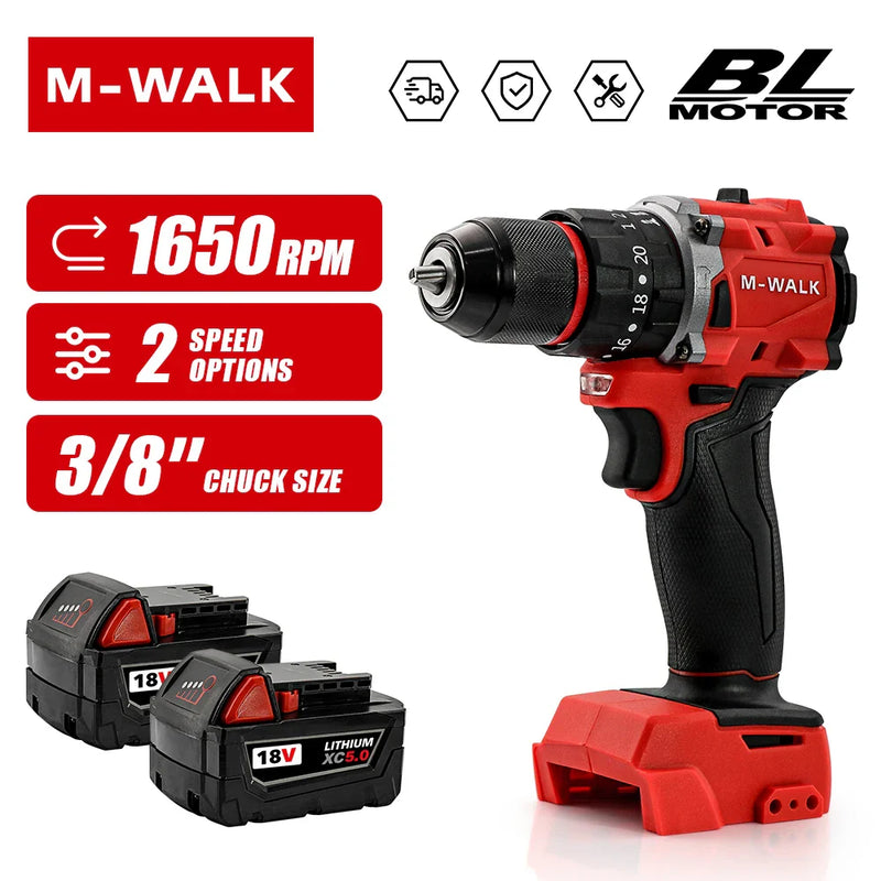 M-WALK 18V Batteria Ricaricabile Brushless Compatto Cacciavite Elettrico Trapano A Mano Trapano A Percussione Per Milwaukee 18V Batteria Spille