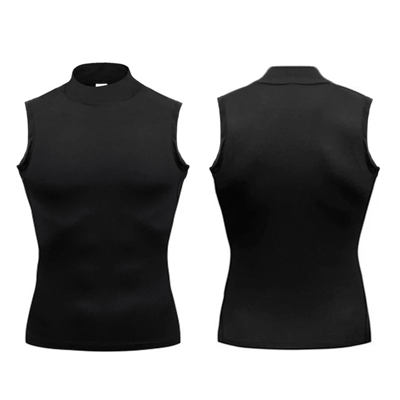 T-shirt senza maniche per esercizi di allenamento Dolcevita da uomo Camicia a - M Black