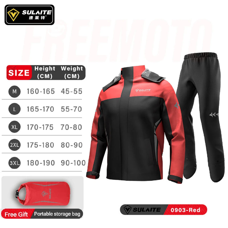 SULAITE Tuta antipioggia per moto Uomo Donna Abbigliamento Cappotto protettivo - SLT0903-Red M