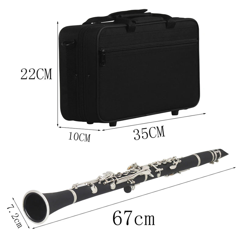 Clarinetto Professionale Bb 17 Tasti in Bachelite Strumento a fiato elegante e completo con custodia e accessori inclusi