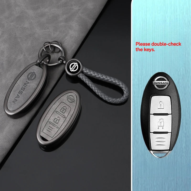 Cover per Chiave Auto in Lega di Zinco e Pelle con 2/3/4/5 Pulsanti