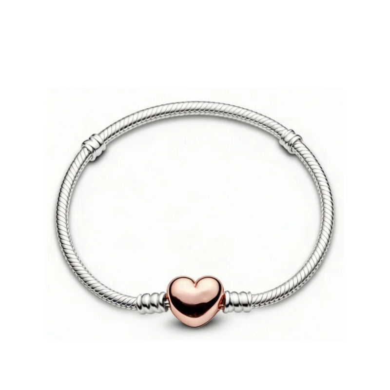 Bracciali in Argento Sterling 925 con Chiusura a Cuore e Catena Serpente - immagine 10