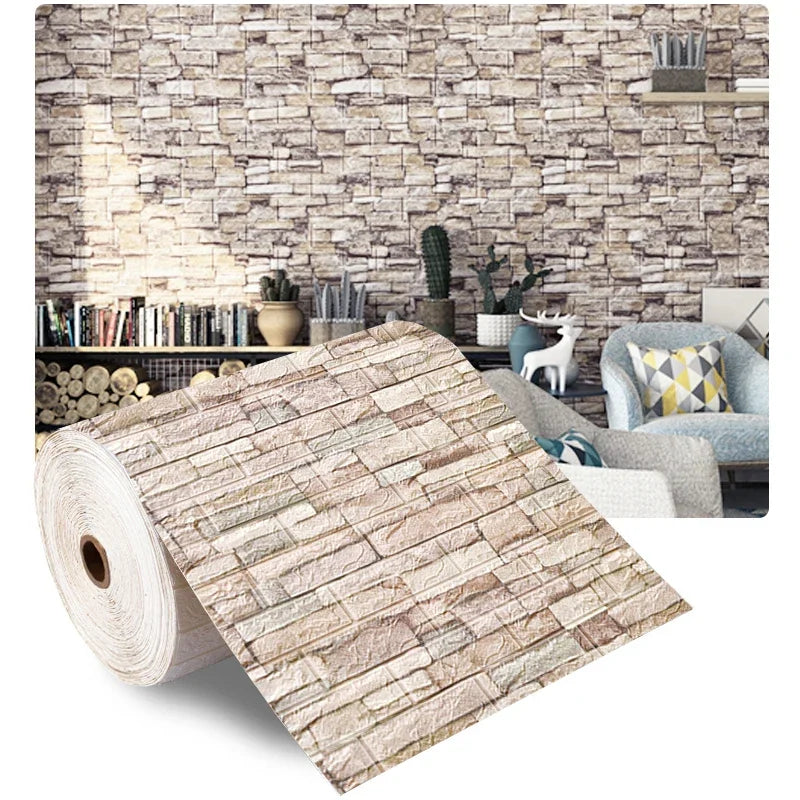 Carta da Parati 3D Effetto Mattone Autoadesiva in Schiuma Impermeabile per Decorazione Casa e Rivestimento Pareti