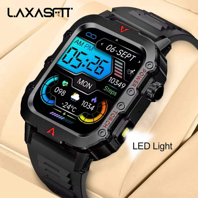 LAXASFIT Orologio intelligente da uomo nuovo Torcia a LED Sport all'aria aperta Smart Watch Orologio da polso Monitoraggio della salute Smart Watch