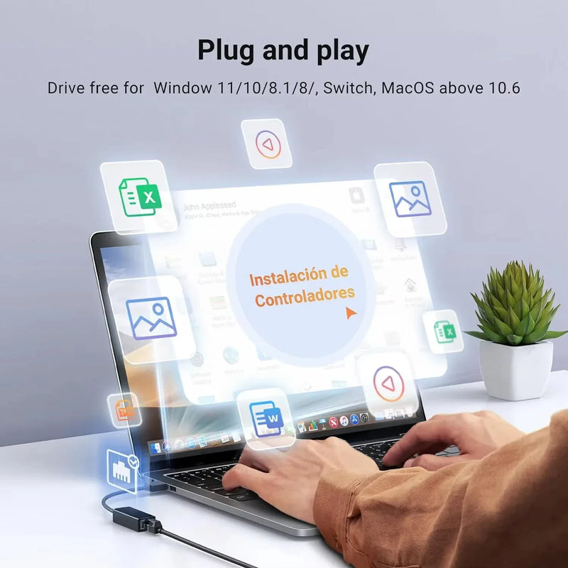 Adattatore Ethernet USB USB 3.0 Tipo C a RJ45 Scheda di rete Gigabit USB Lan Cavo Internet HUB per PC Desktop Accessori per laptop