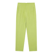 Pantaloni donna Willshela a vita alta con cerniera frontale, gamba dritta full length, stile vintage elegante e chic - Campeda