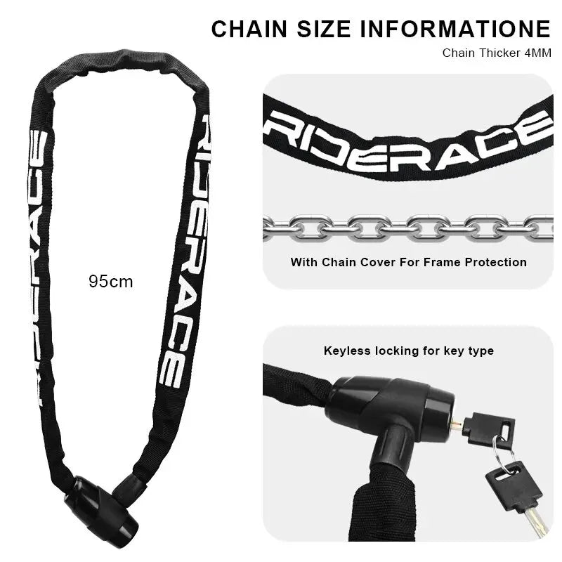 RIDERACE Lucchetto a catena per bicicletta antifurto portatile ad alta sicurezza - immagine 5