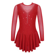 Ragazze Figura Pattinaggio su ghiaccio Vestito da balletto Palcoscenico Costume di - immagine 14