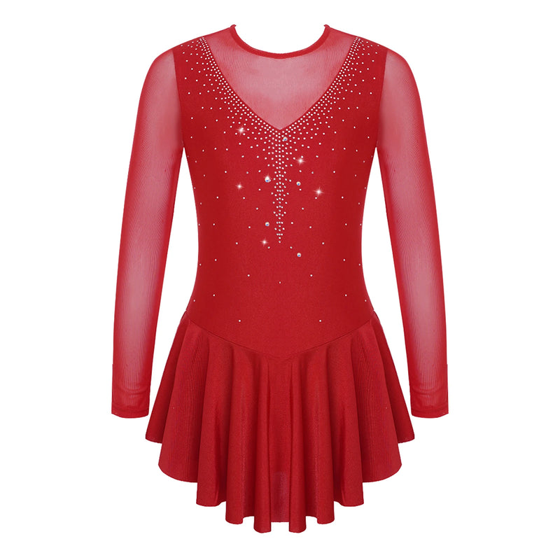 Ragazze Figura Pattinaggio su ghiaccio Vestito da balletto Palcoscenico Costume di - immagine 14