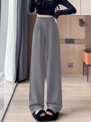 Pantaloni eleganti donna da completo gamba dritta nero/grigio, slim o larghi, comodi e snellenti - Campeda