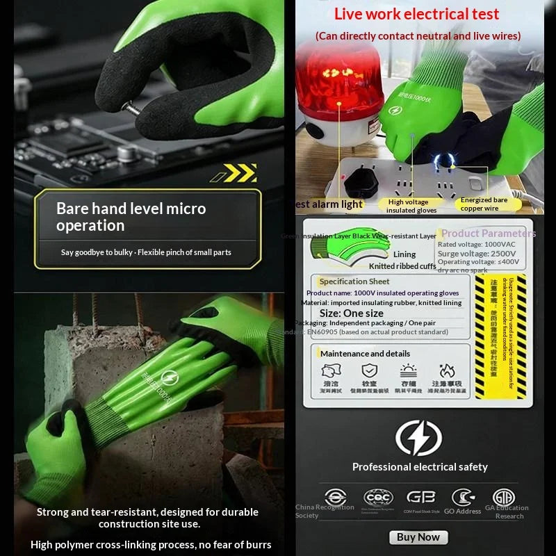 Nuovi Guanti di Sicurezza Elettrica Impermeabili 1000/400V - immagine 3