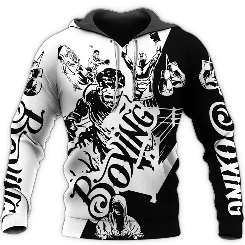 Felpa con cappuccio da boxe stampa 3D di moda abbigliamento uomo sportivo Pop - immagine 4