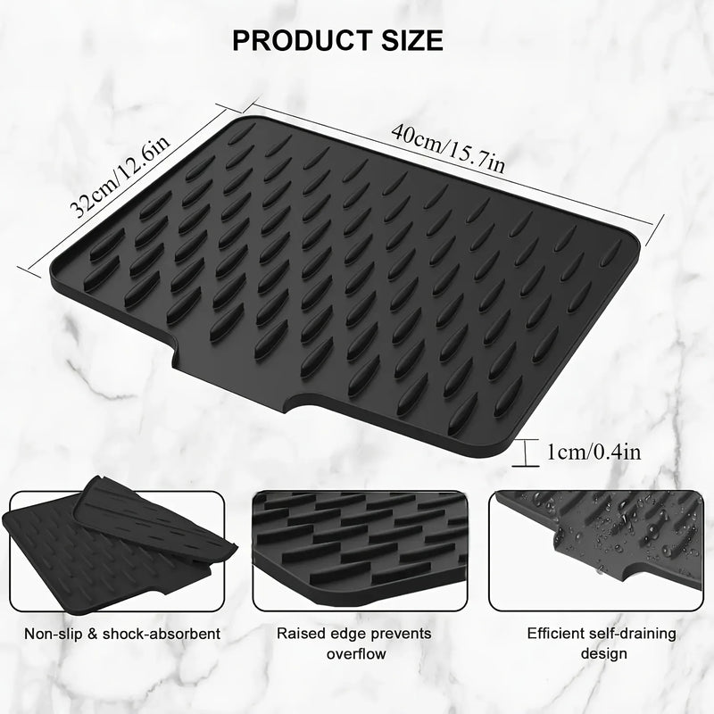 Tappetino Scolapiatti in Silicone con Drenaggio Integrato Pratico, resistente e facile da pulire per cucina e lavello
