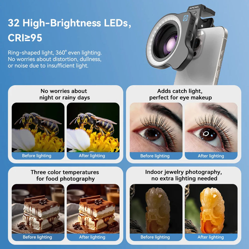 Obiettivo Macro Ultra HD APEXEL 100mm per Fotocamera Smartphone - immagine 5