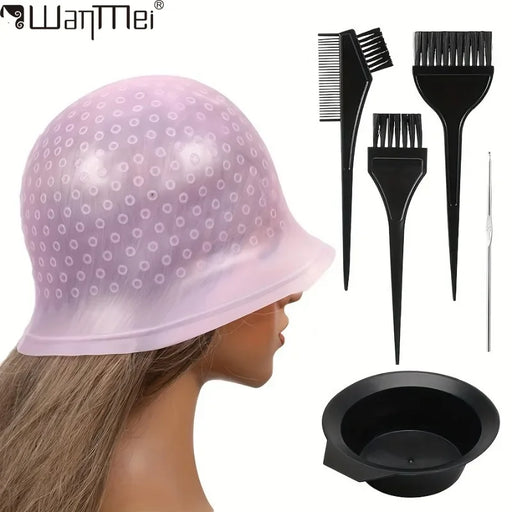 WANMEI 6PCS Salone Tappo per colorare i capelli in silicone Evidenziare ago