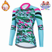 Maglia da ciclismo in pile termico invernale per bambini Set MTB Bicicletta Ragazza - immagine 17