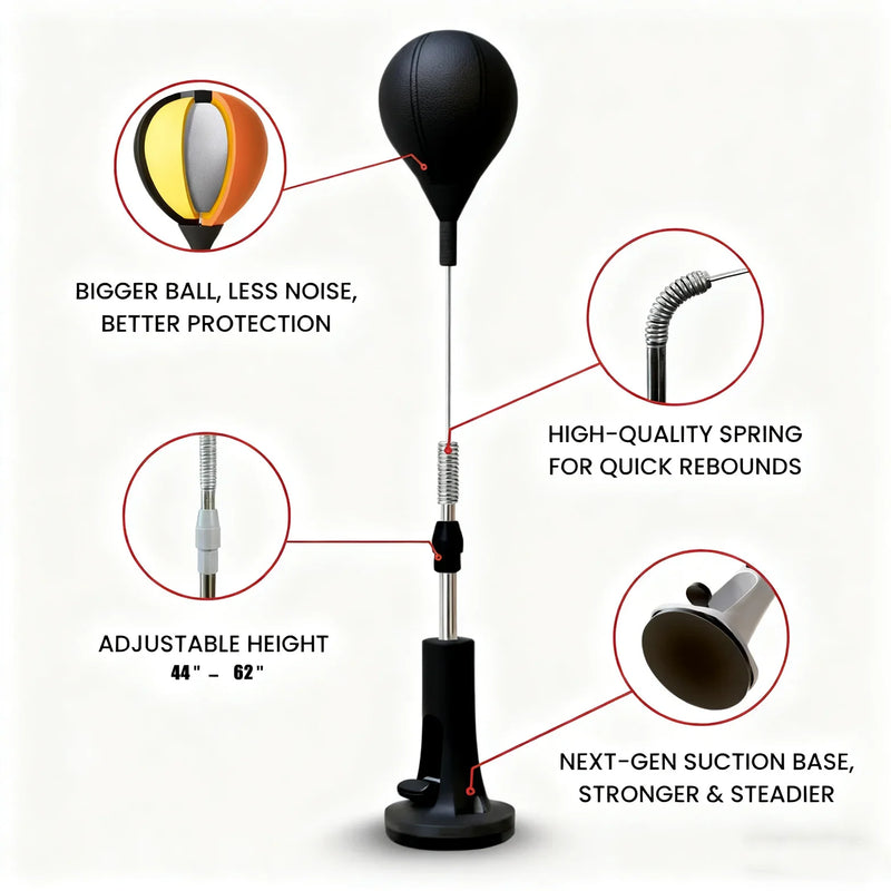 Sacco da Boxe Cobra Reflex con Asta Regolabile – Allenamento Velocità e Riflessi Home Fitness - Campeda