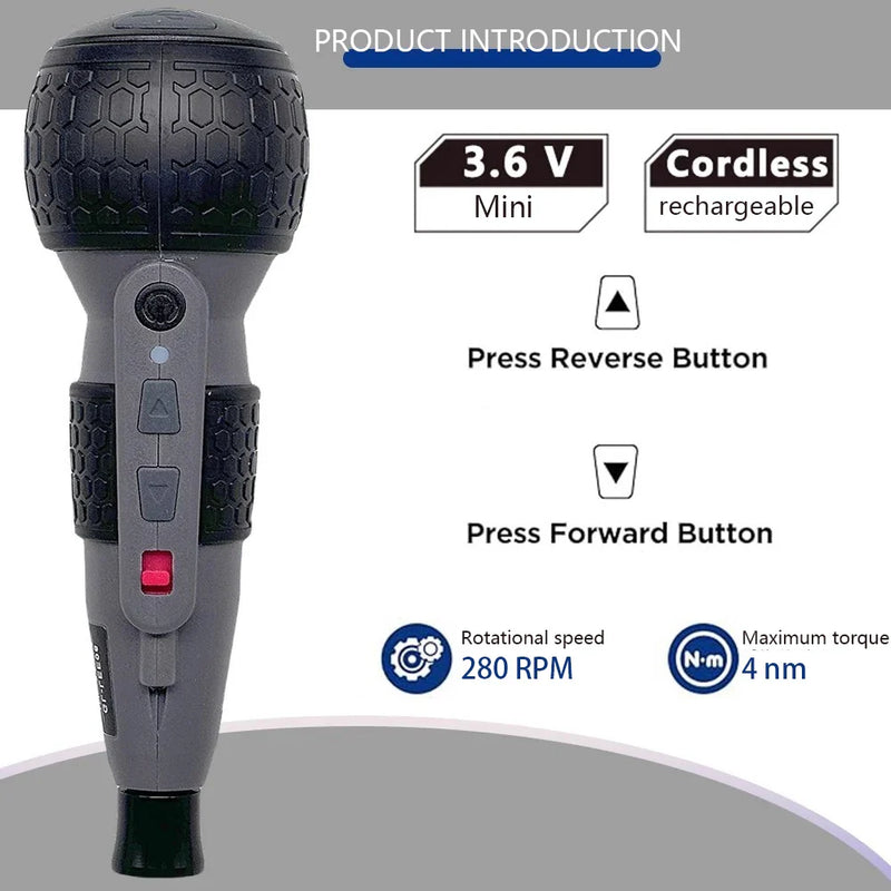Potente mini cacciavite elettrico Mini trapano Coppia a 3 livelli Tipo C Luce a LED Stile penna Manutenzione domestica Facile per i principianti