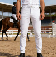 Pantaloni da equitazione semi-siliconati per uomo - colore bianco S - immagine 6