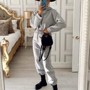 Tuta donna oversize streetwear – set felpa con cappuccio e pantaloni jogging caldi primavera, autunno inverno - Campeda