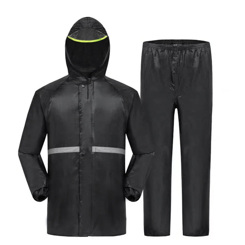 2 pezzi cappotto con cappuccio e pantaloni tuta antipioggia per donna uomo